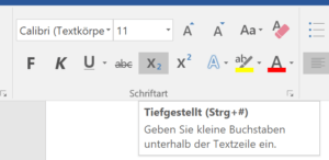 Zeichen tiefstellen in Word