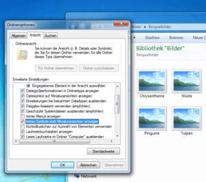 Symbole statt Vorschaubilder im Windows Explorer Symbole statt Vorschaubilder im Windows Explorer
