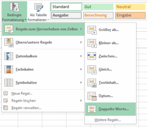 Excel Doppelte Werte erkennen