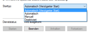 Windows Search endgültig abschalten mit dem Eintrag Deaktiviert