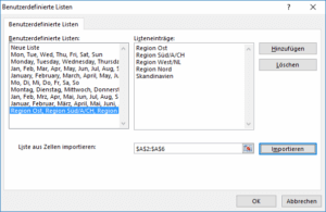 Excel Aufzähllisten Werte Importieren