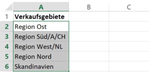 Excel Aufzähllisten - Werte aufnehmen