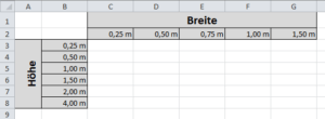 Excel Beispiel für gemischte Bezüge 1