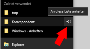 Per Klick kommt der Ordner dauerhaft in den Schnellzugriff