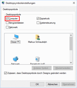 Einstellung Computer Symbol am Desktop