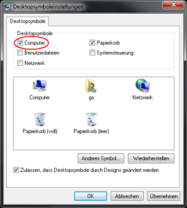 Symbol Computer aktivieren in Windows 7