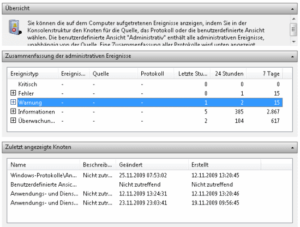 Ereignisanzeige von Windows 7
