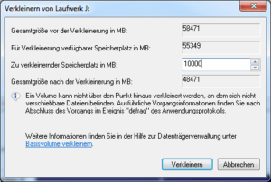 Partition verkleinern in Windows 7