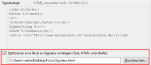 Dateivorlage als Signatur verwenden