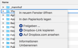 Dropbox im Finder auf dem Mac