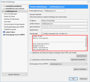 Thunderbird Grußformel eintragen