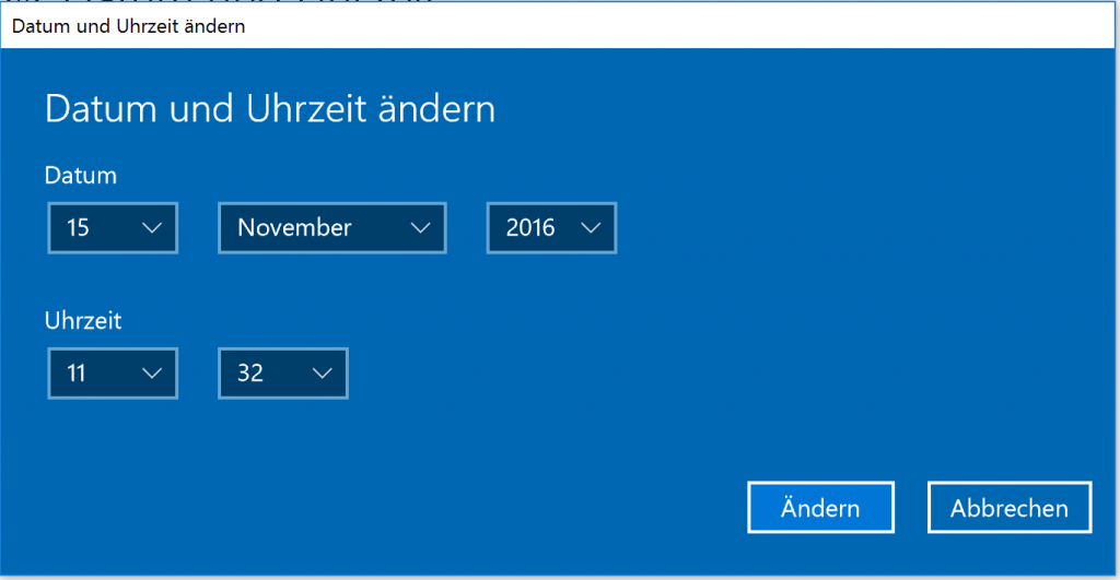 Nach dem Abschalten der Automatik können Sie die Zeit in Windows 10 von Hand einstellen.