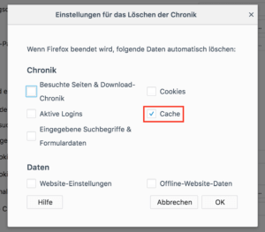 Firefox Cache automatisch löschen