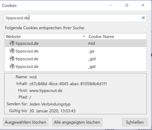 Firefox Cookies anzeigen