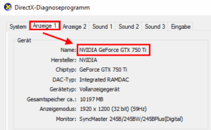 Typ der Grafikkarte in Dxdiag ablesen
