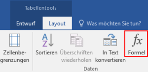 Word - Formel in Tabelle einfügen