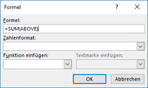 Word - Summenformel