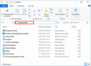 Der Ordner Sendto