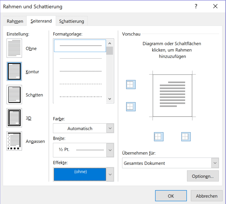In Word Rahmen um Seiten, Text und Bilder ziehen | Tippscout.de