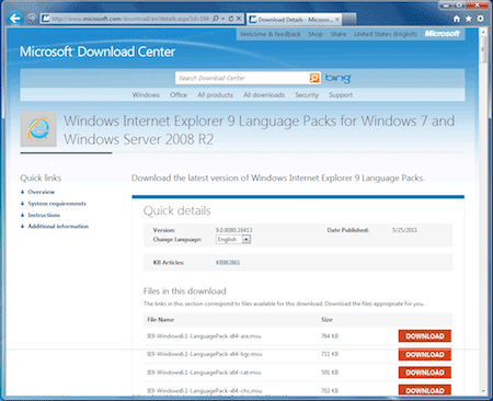 Sprachpaket-Download fuer Internet Explorer 9 Sprachpaket-Download fuer Internet Explorer 9