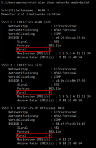 WLAN Kanalbelegung per Kommandozeile herausfinden