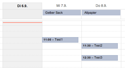 Importierte Einträge im Kalender
