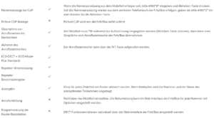 Funktionsliste von Gigaset