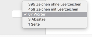 Zeichenzahl und Wortanzahl in Apple Pages