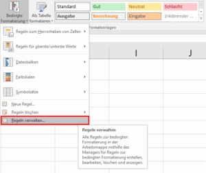 Excel - Menüpunkt Regeln verwalten