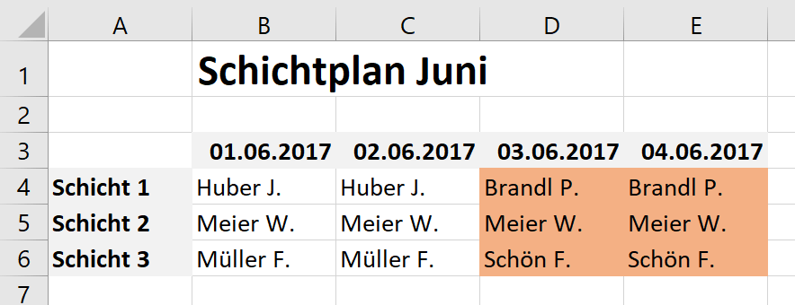 Excel: Dieser Schichtplan nutzt die Bedingte Formatierung ...