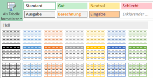 Tabellenformatierung