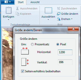 Option zum Skalieren eines Bildes in Windows Paint Option zum Skalieren eines Bildes in Windows Paint