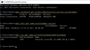 Motherboard und BIOS Version per Kommandozeile