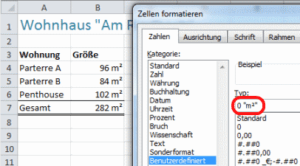 Excel Quadratmenter