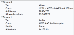 Technische Informationen zu einem Video im VLC media player