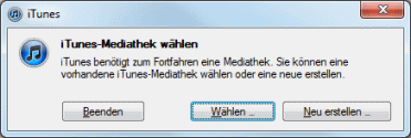 iTunes Mediathek wählen iTunes Mediathek wählen