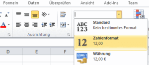 Excel Zahlenformat