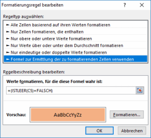 Excel Bedingte Formatierung hebt Eingaben hervor