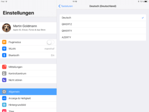 iPad Umlaute in Tastatur-Einstellungen