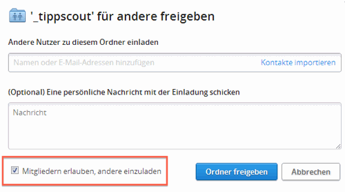 Dropbox: Mitgliedern erlauben, weitere Mitglieder einzuladen Dropbox: Mitgliedern erlauben, weitere Mitglieder einzuladen