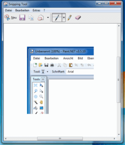 Ein mit dem Snipping Tool angefertigtes Bildschirmfoto