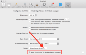 Safari Entwicklermodus einschalten