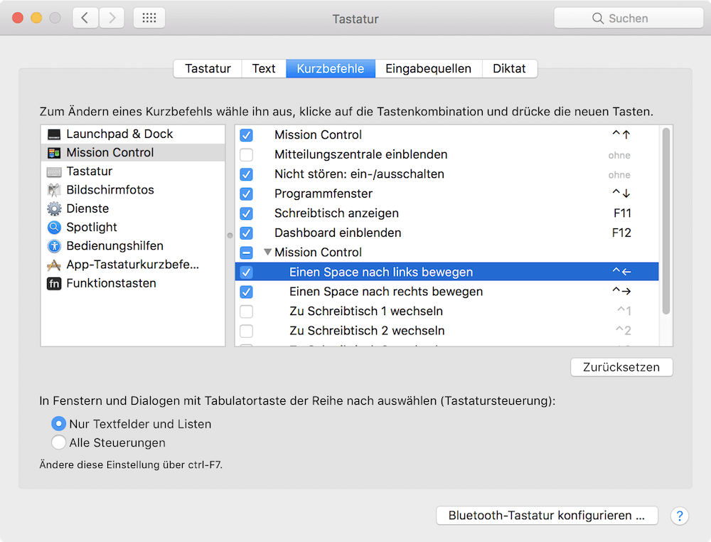 Mac Schreibtisch wechseln - Tastenkombination