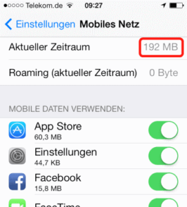 iPhone Datenvolumen anzeigen lassen