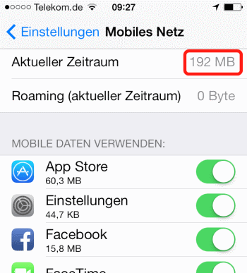 iOS: Verbrauchtes Datenvolumen ermitteln - so funktioniert´s