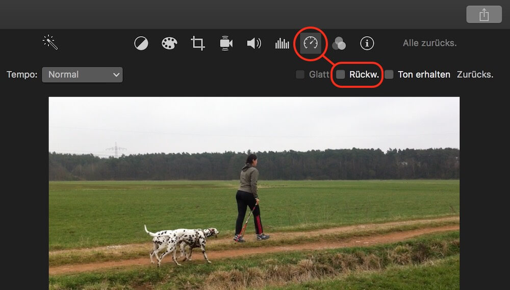 iMovie Video rückwärts abspielen