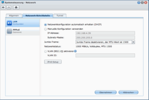 Systemsteuerung Netzwerk der Synology Diskstation