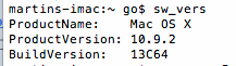 Versionsnummer von Mac OS X auf der Kommandozeile