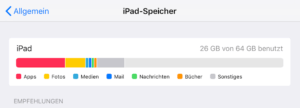 Freier Speicher auf dem iPad