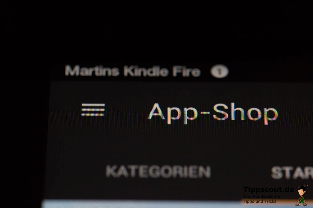 Das Menüsymbol befindet sich links neben der Überschrift App Shop